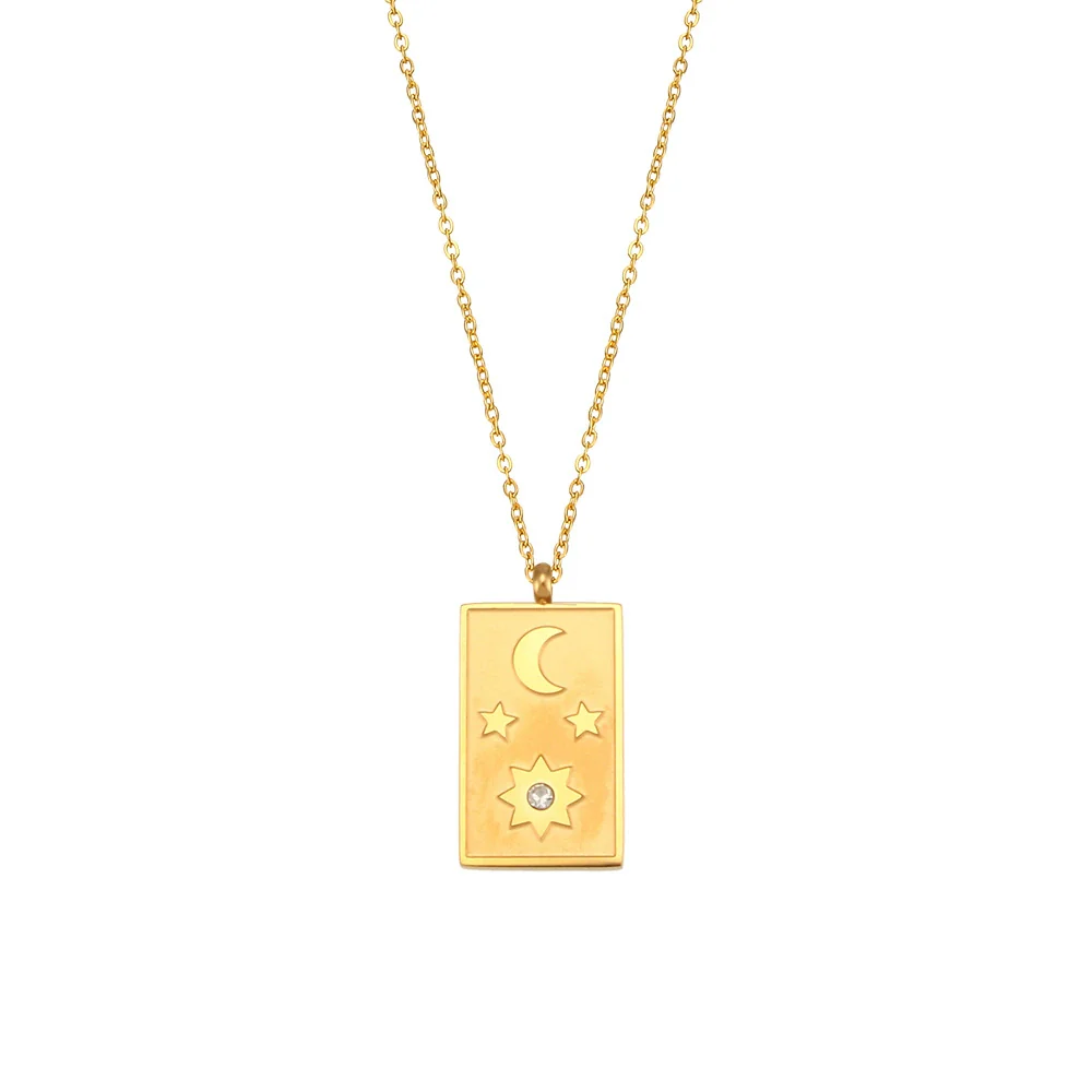 Wholesale Stainless Steel Geometric Sun Plaid Electroplated Pendant Necklace Jewelry - Image 5