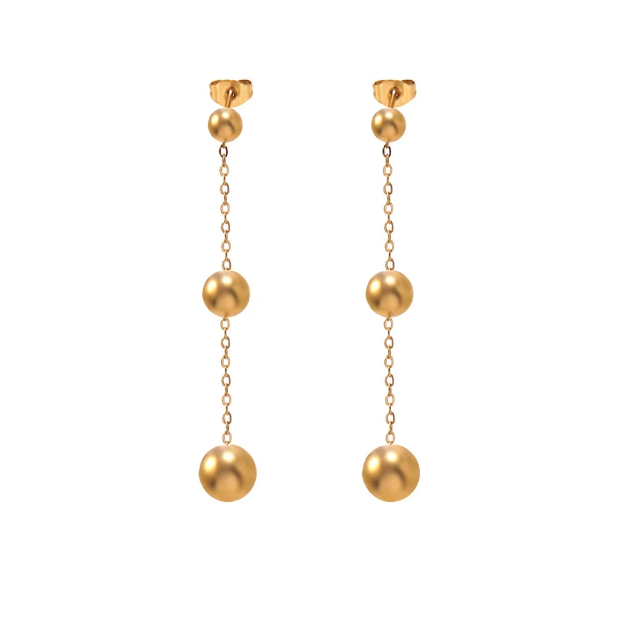 Wholesale Stainless Steel Geometric Tassel Earrings 18K Gold Plated For Women Light Luxury Style - Image 4