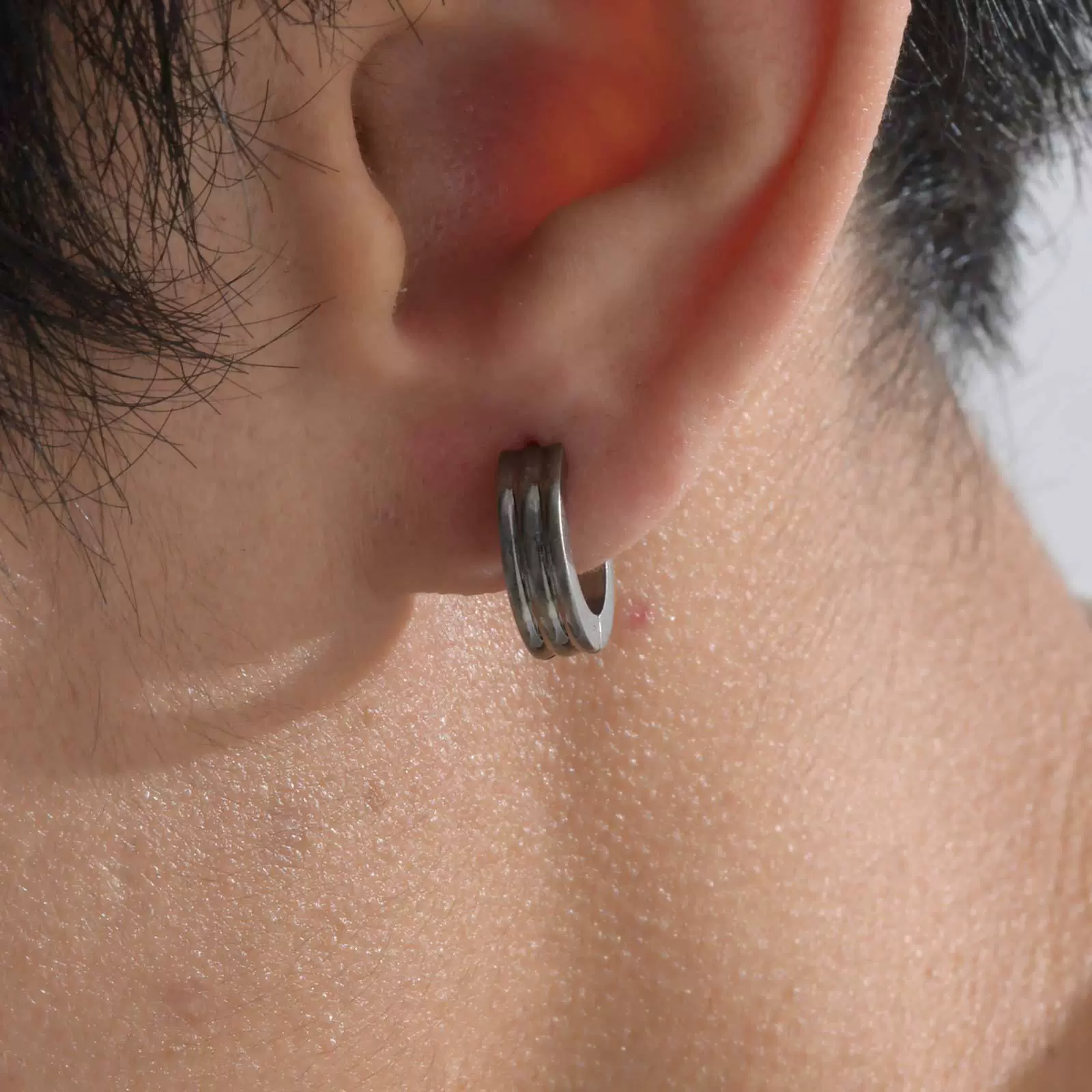 Wholesale Stainless Steel Geometric Tricyclic Men's Ear Ring Electroplated Fashion Jewelry - Image 4