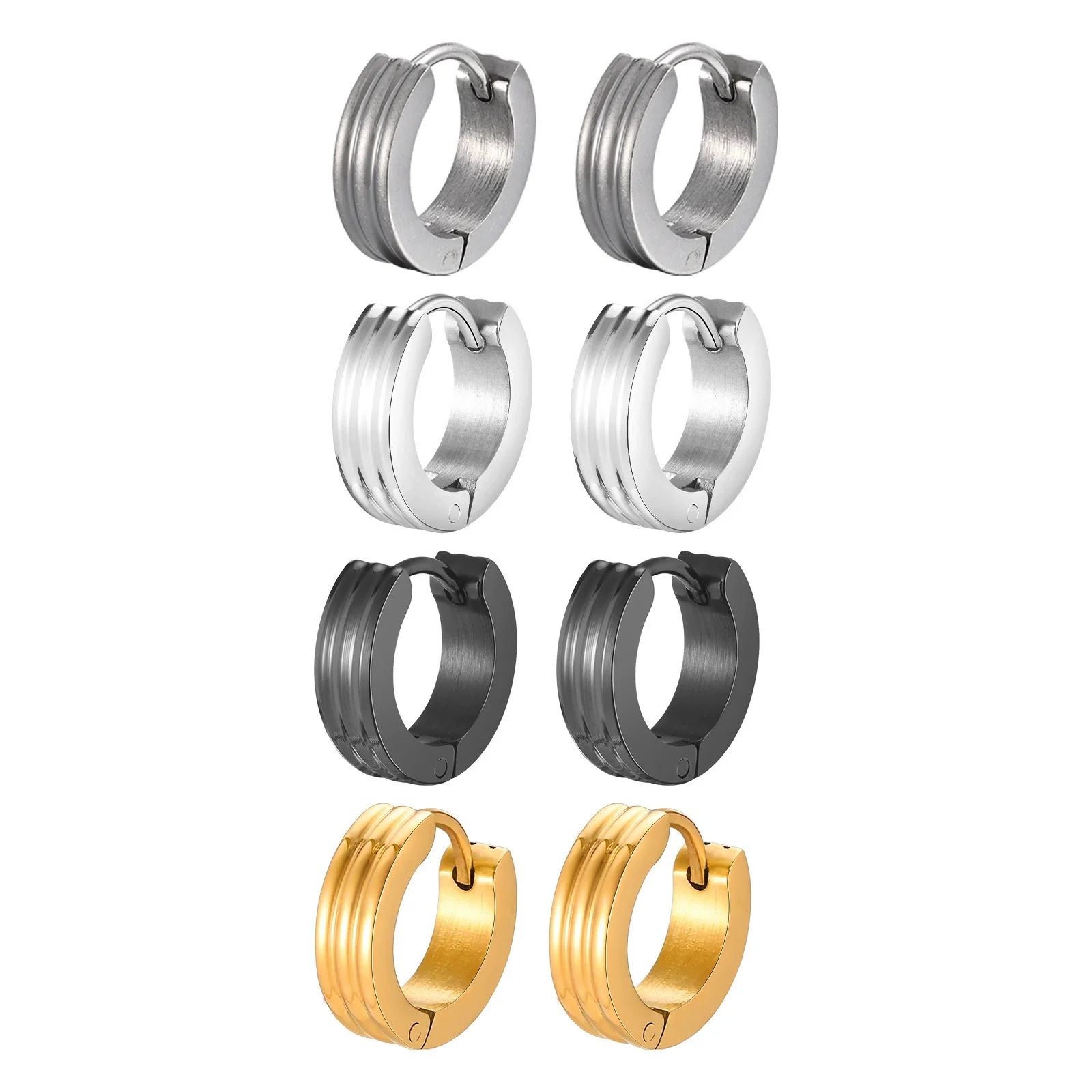 Wholesale Stainless Steel Geometric Tricyclic Men's Ear Ring Electroplated Fashion Jewelry - Image 5