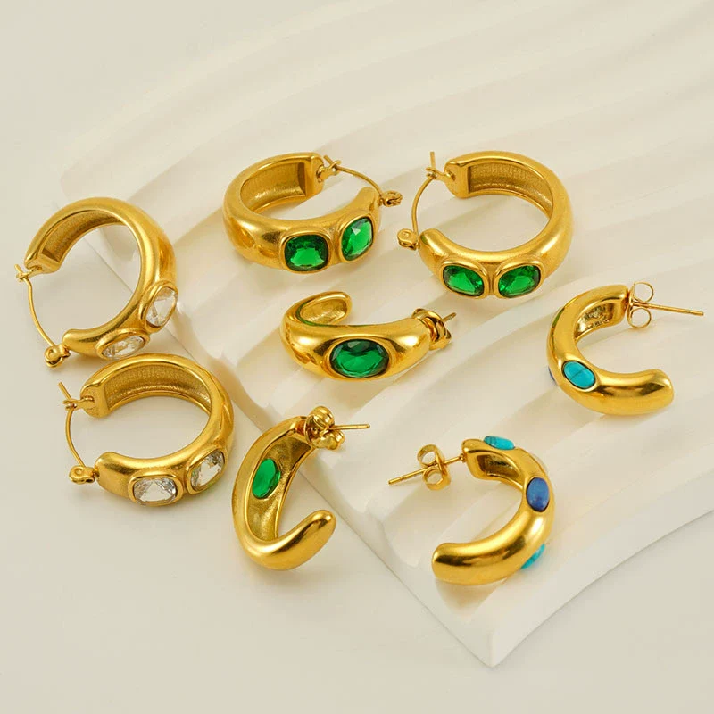 Wholesale 316L Stainless Steel Geometric Ushape Electroplated Retro Light Luxury Simple Fashion Women's Earrings - Image 2