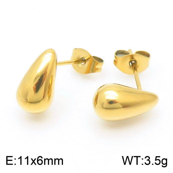 Wholesale Stainless Steel Geometric Water Drop Stud Earrings And Solid Necklace With Electroplating - Image 14