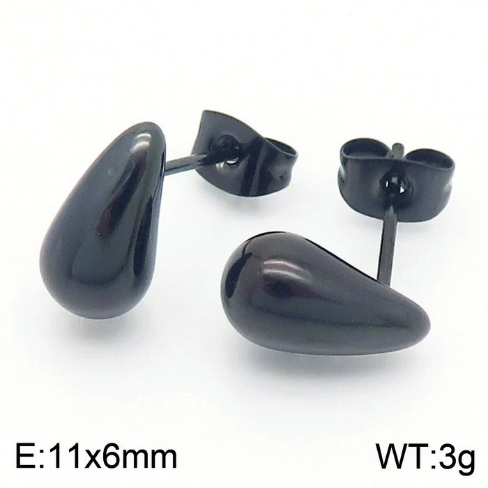 Wholesale Stainless Steel Geometric Water Drop Stud Earrings And Solid Necklace With Electroplating - Image 15