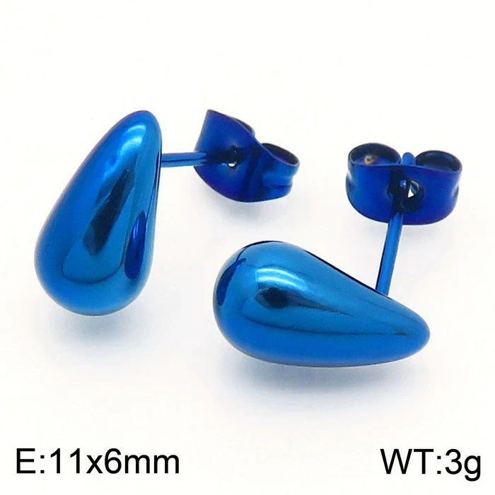 Wholesale Stainless Steel Geometric Water Drop Stud Earrings And Solid Necklace With Electroplating - Image 16