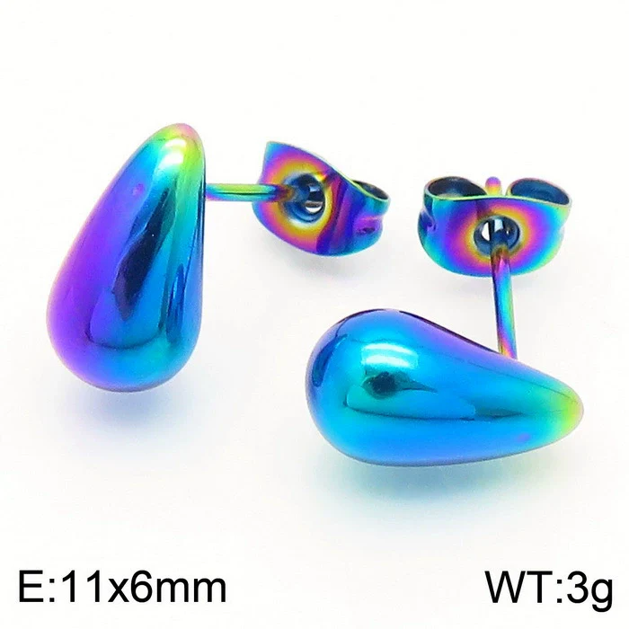 Wholesale Stainless Steel Geometric Water Drop Stud Earrings And Solid Necklace With Electroplating - Image 17