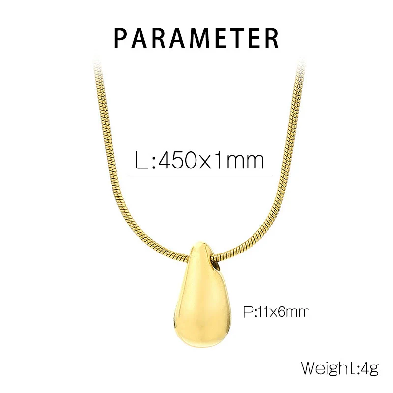 Wholesale Stainless Steel Geometric Water Drop Stud Earrings And Solid Necklace With Electroplating - Image 6