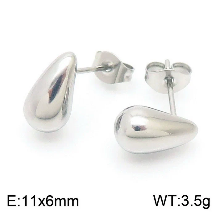 Wholesale Stainless Steel Geometric Water Drop Stud Earrings And Solid Necklace With Electroplating - Image 7