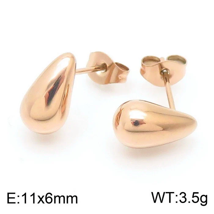 Wholesale Stainless Steel Geometric Water Drop Stud Earrings And Solid Necklace With Electroplating - Image 8