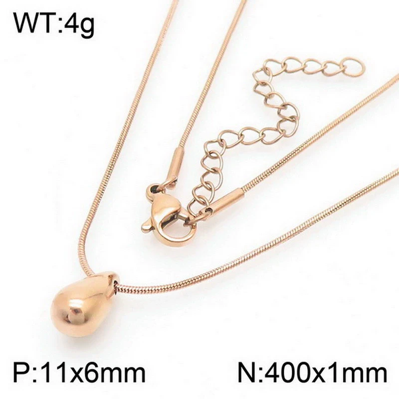 Wholesale Stainless Steel Geometric Water Drop Stud Earrings And Solid Necklace With Electroplating - Image 9