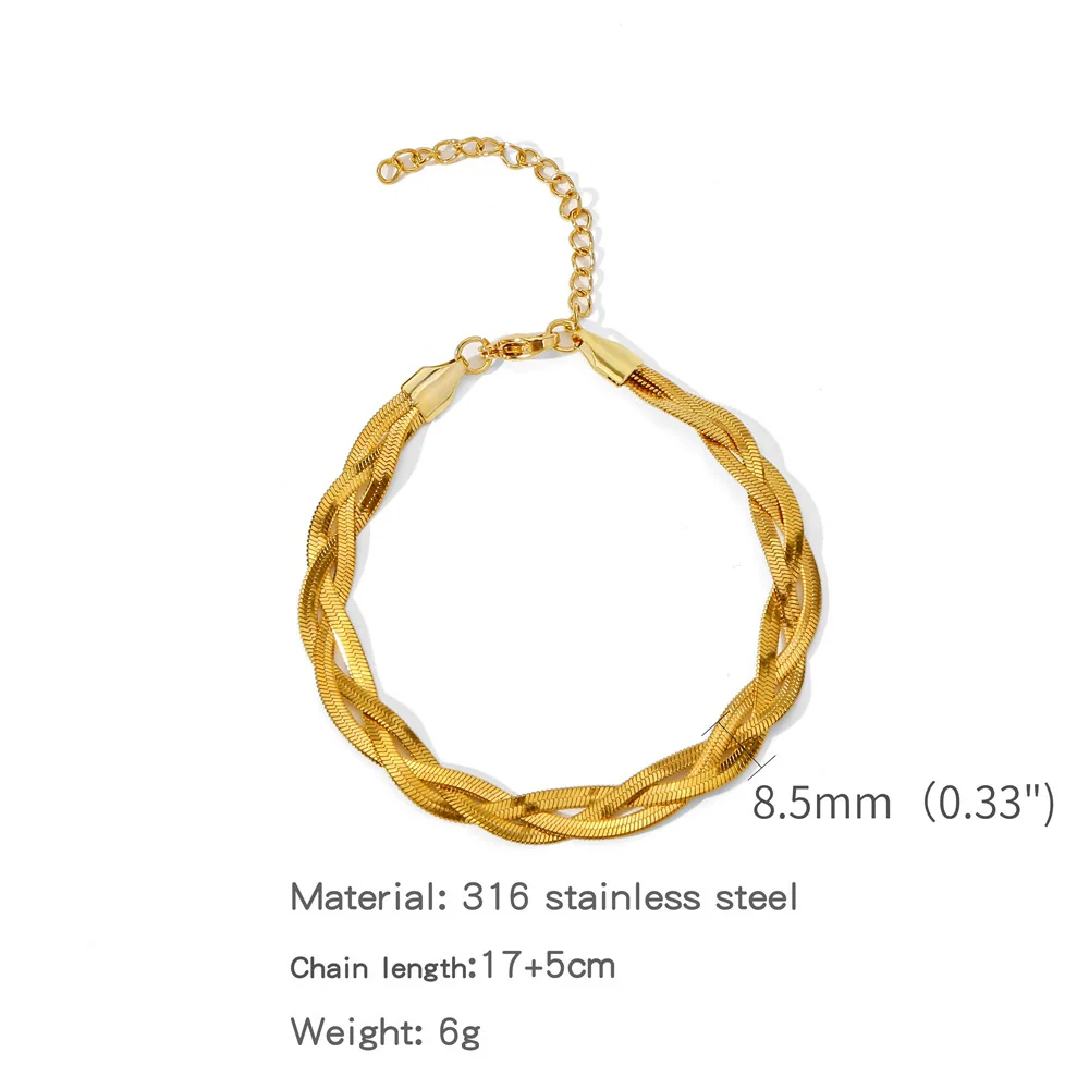 Wholesale Stainless Steel Geometric Woven Blade Bracelet Electroplated For Women And Unisex - Image 6