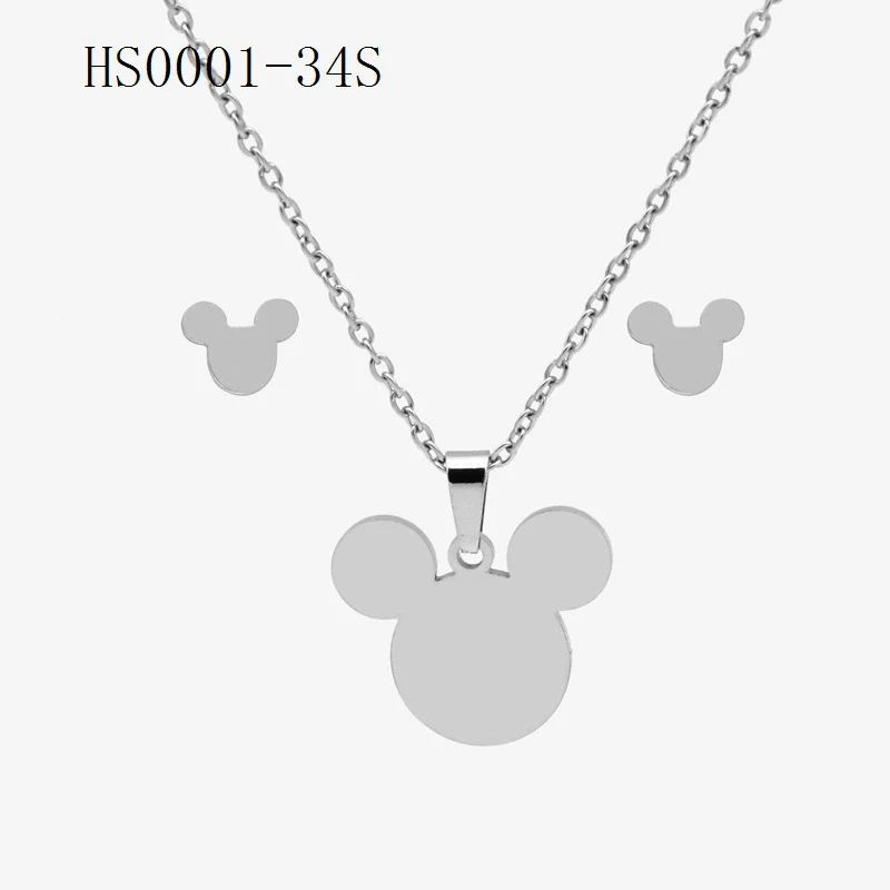 Wholesale Stainless Steel Gold Earrings Necklace Set With Bear Pattern Pendants And Ochain Electroplated With Letters Numbers Text Design - Image 33