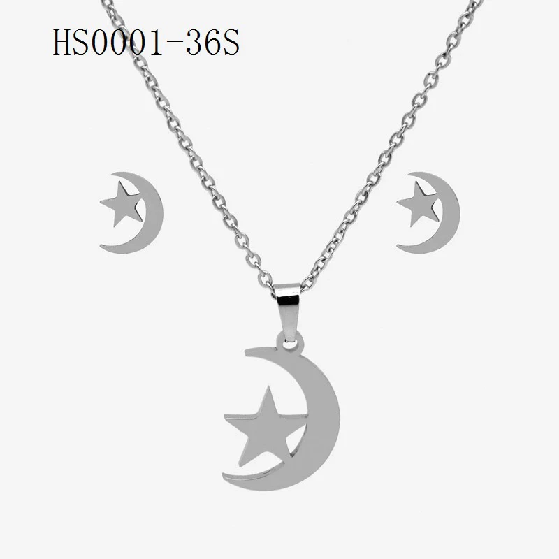 Wholesale Stainless Steel Gold Earrings Necklace Set With Bear Pattern Pendants And Ochain Electroplated With Letters Numbers Text Design - Image 35