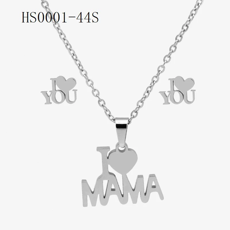 Wholesale Stainless Steel Gold Earrings Necklace Set With Bear Pattern Pendants And Ochain Electroplated With Letters Numbers Text Design - Image 43