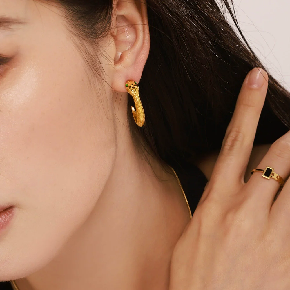 Wholesale Stainless Steel Gold Plated Animal Zodiac Geometric Earrings For Women - Image 4
