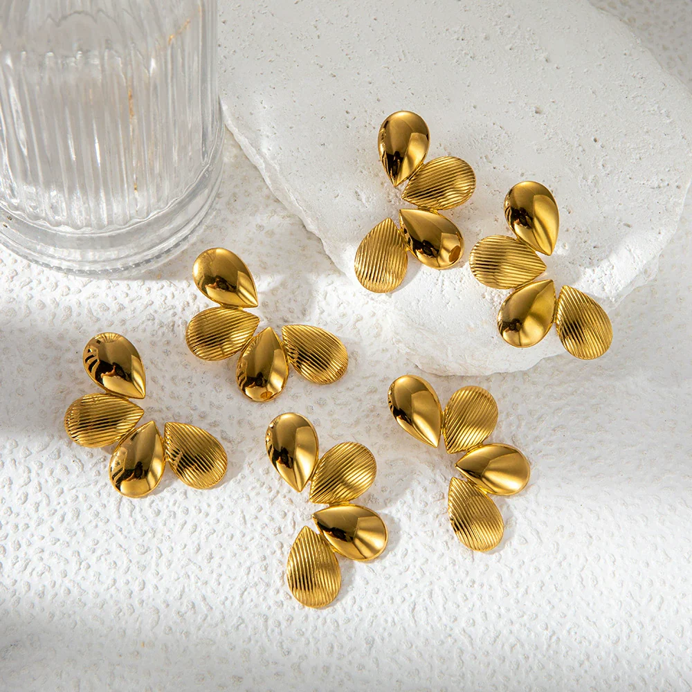 Wholesale Stainless Steel Gold Plated Drop Shape Fashion Women's Earrings - Image 4