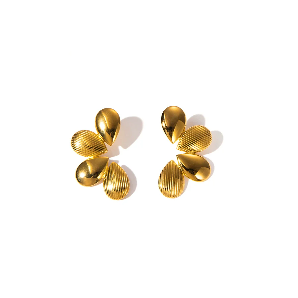 Wholesale Stainless Steel Gold Plated Drop Shape Fashion Women's Earrings - Image 5
