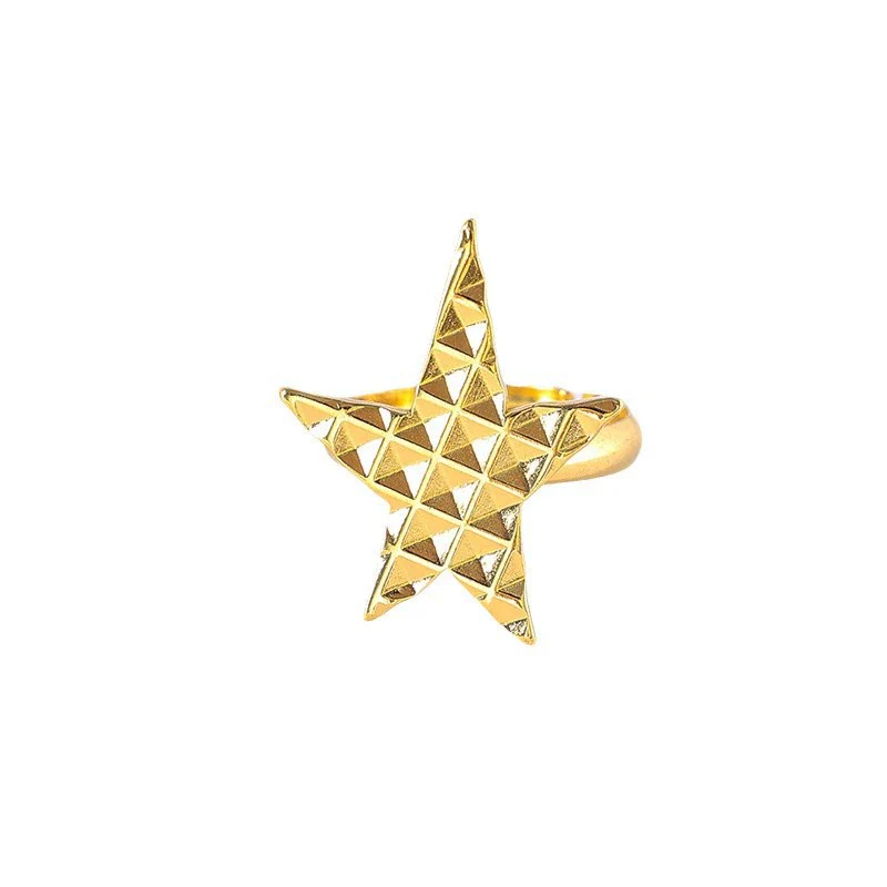 Wholesale Stainless Steel Gold Plated Five Pointed Star Fashion Ring For Women - Image 5