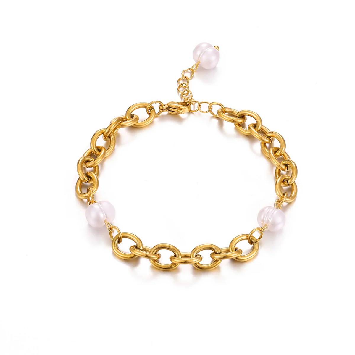 Wholesale Stainless Steel Gold Plated Geometric Simple Style Women's Jewelry Bracelet And Earrings - Image 5