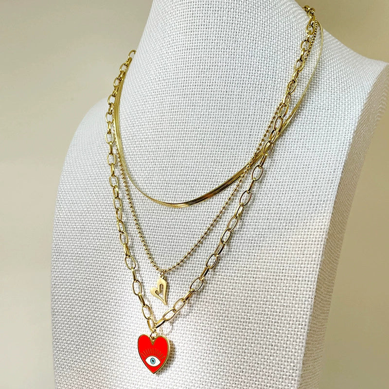 Wholesale Stainless Steel Gold Plated Personality Heart Pattern Necklace - Image 2