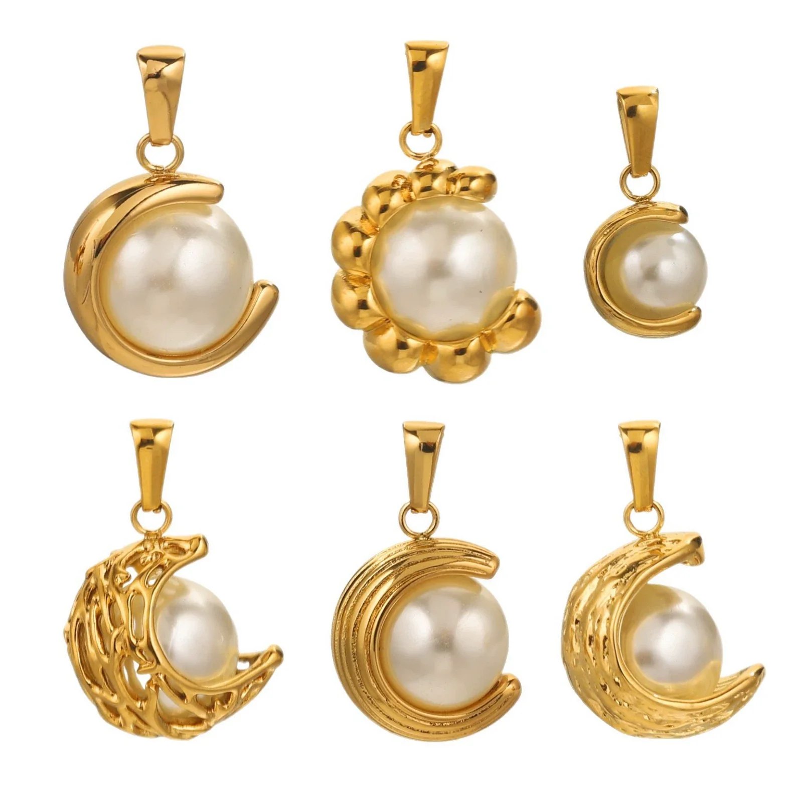Wholesale Stainless Steel Goldplated Cshaped Imitation Pearl Pendant Jewelry - Image 5
