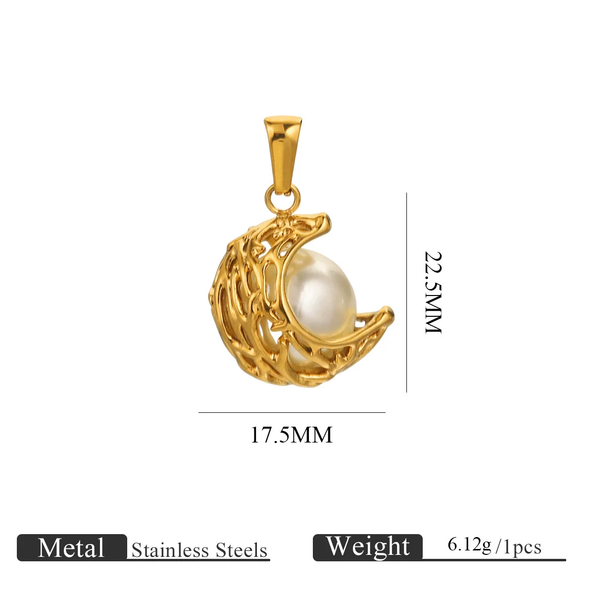 Wholesale Stainless Steel Goldplated Cshaped Imitation Pearl Pendant Jewelry - Image 8