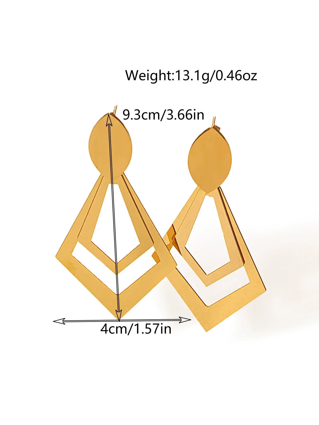 Wholesale Stainless Steel Goldplated Geometric Rhombus Hollow Doublelayer Women's Earrings - Image 6