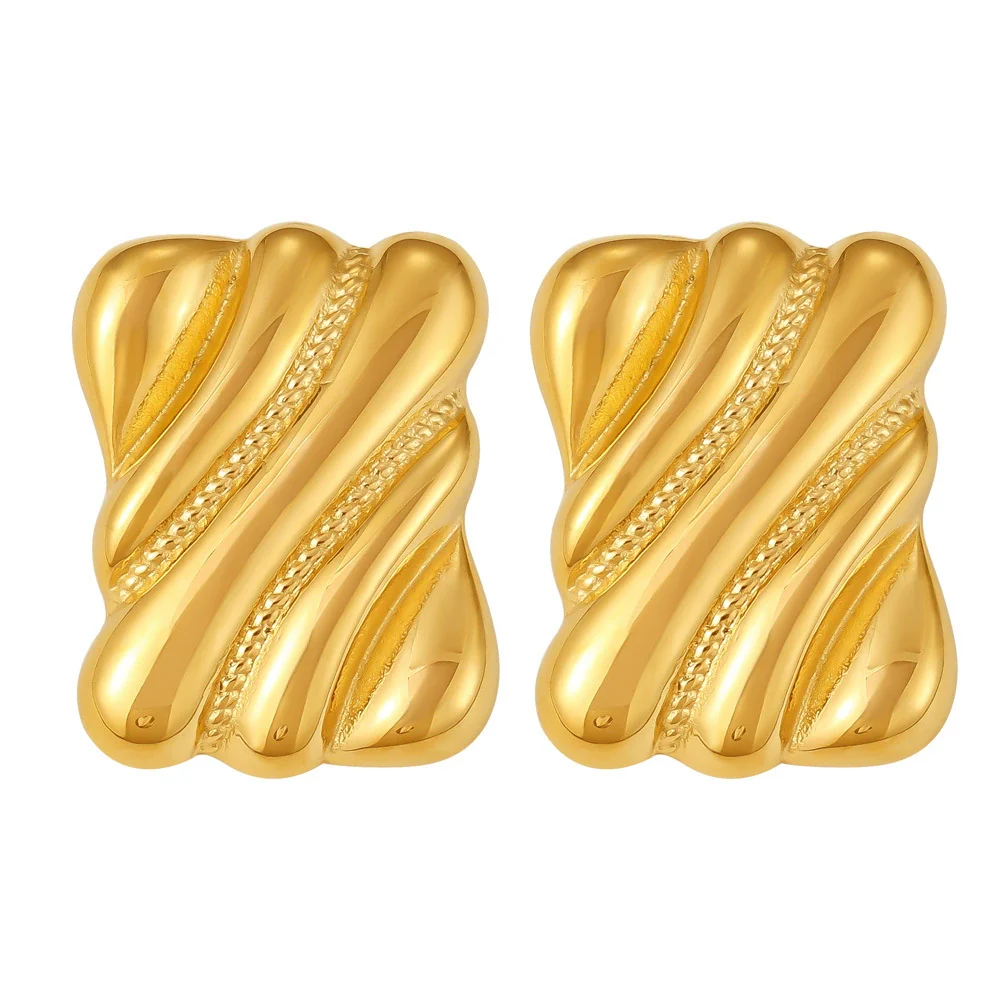 Wholesale Stainless Steel Goldplated Square Geometric Earrings For Women - Image 5