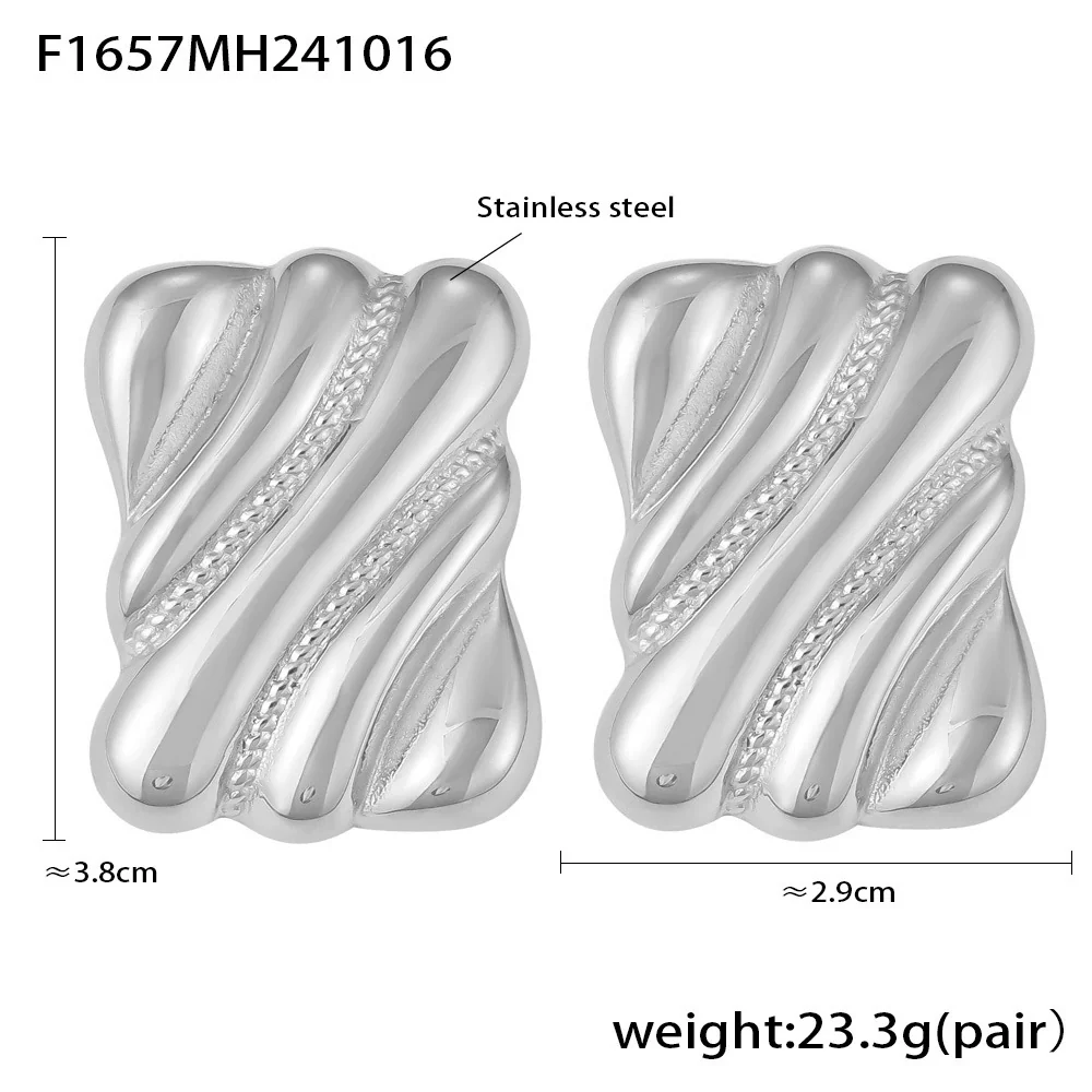 Wholesale Stainless Steel Goldplated Square Geometric Earrings For Women - Image 7