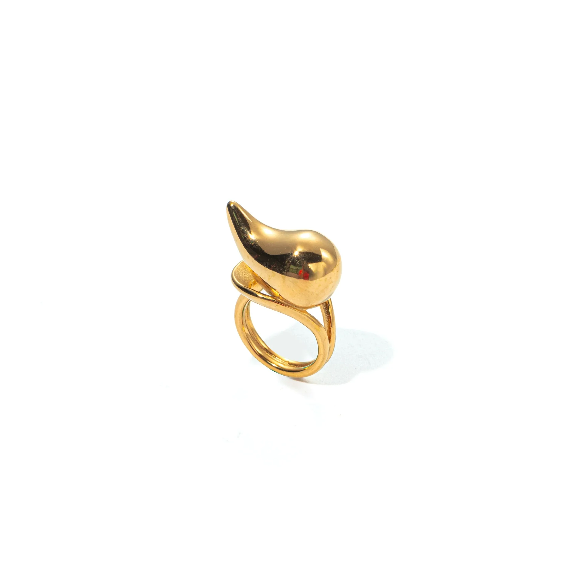 Wholesale Stainless Steel Goldplated Water Drop Shaped Fashion Commuter Ring With Joker Creative Design And Electroplating Treatment For Men And Women - Image 5