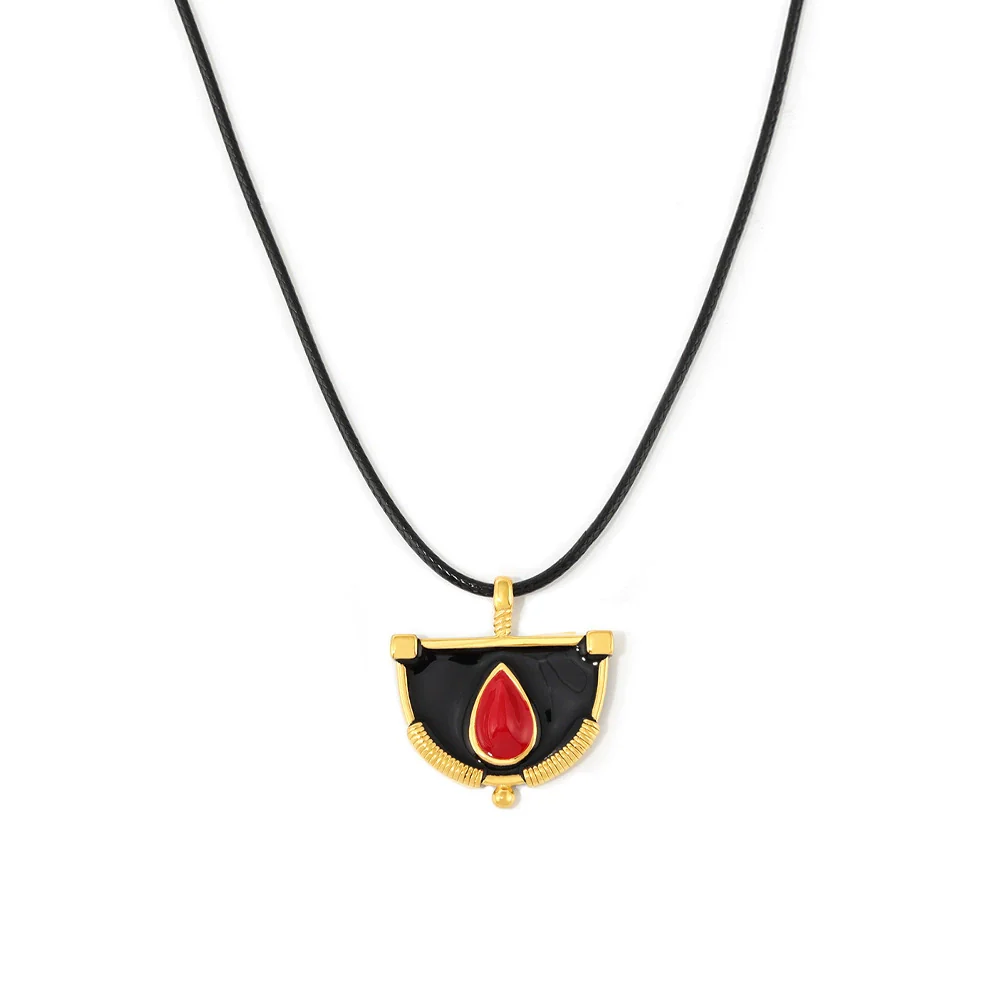 Wholesale Stainless Steel Handwoven Rope Geometric Weight Glaze Pendant Long Necklace For Women - Image 5