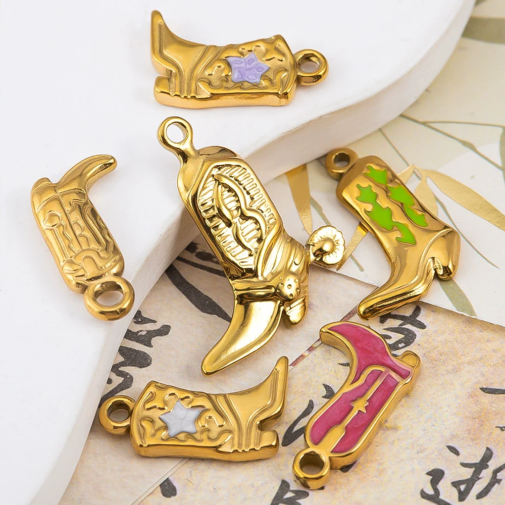 Wholesale Stainless Steel Heart And Boot Charms For Diy Bracelet And Necklace Dripping Oil Style