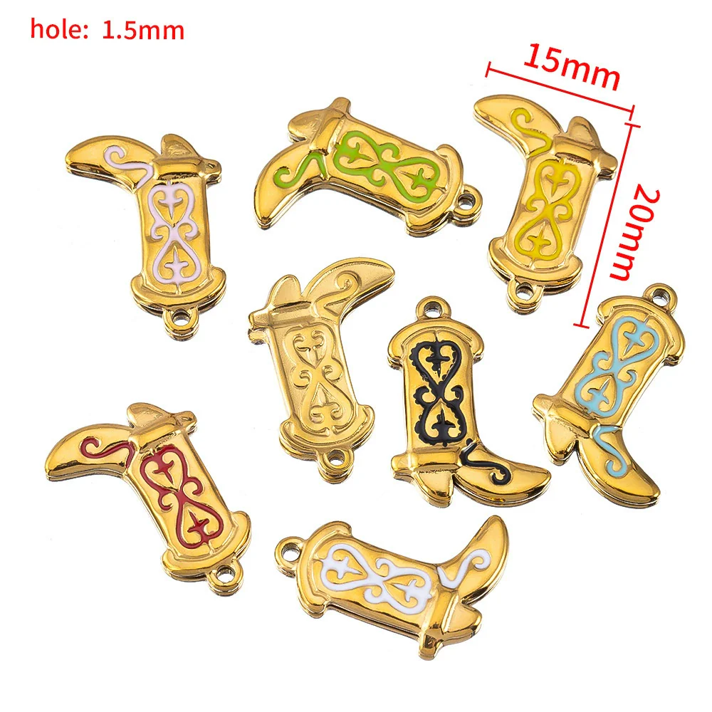 Wholesale Stainless Steel Heart And Boot Charms For Diy Bracelet And Necklace Dripping Oil Style - Image 20