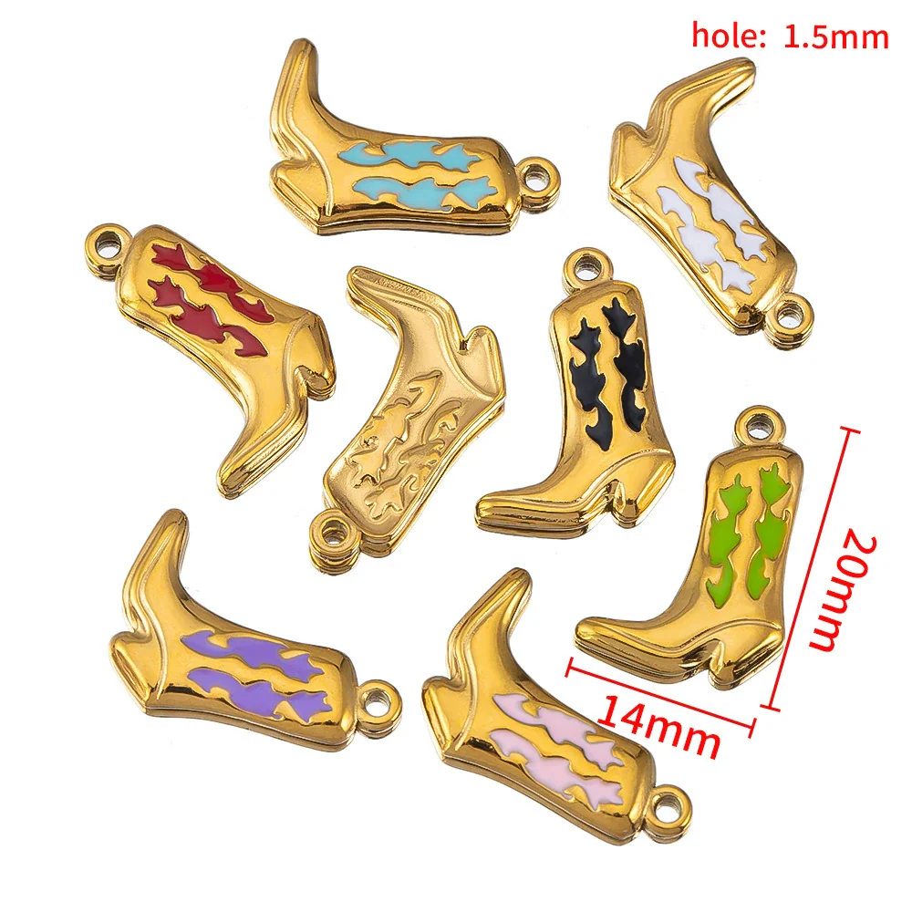 Wholesale Stainless Steel Heart And Boot Charms For Diy Bracelet And Necklace Dripping Oil Style - Image 22
