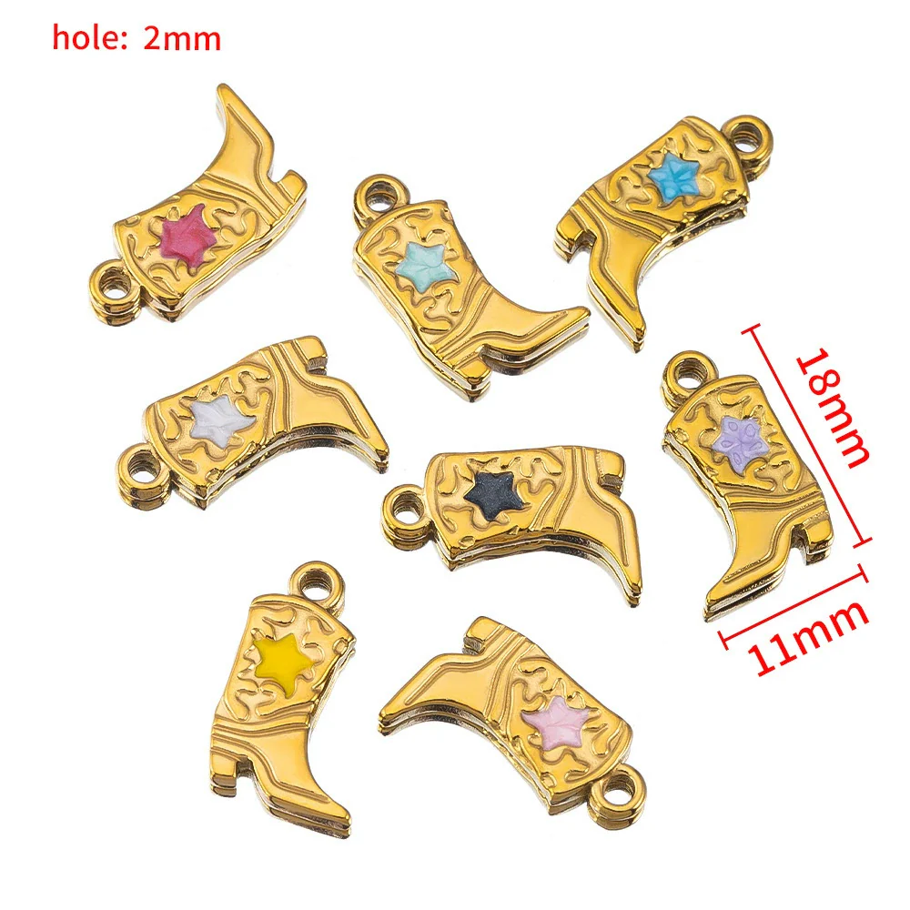 Wholesale Stainless Steel Heart And Boot Charms For Diy Bracelet And Necklace Dripping Oil Style - Image 34