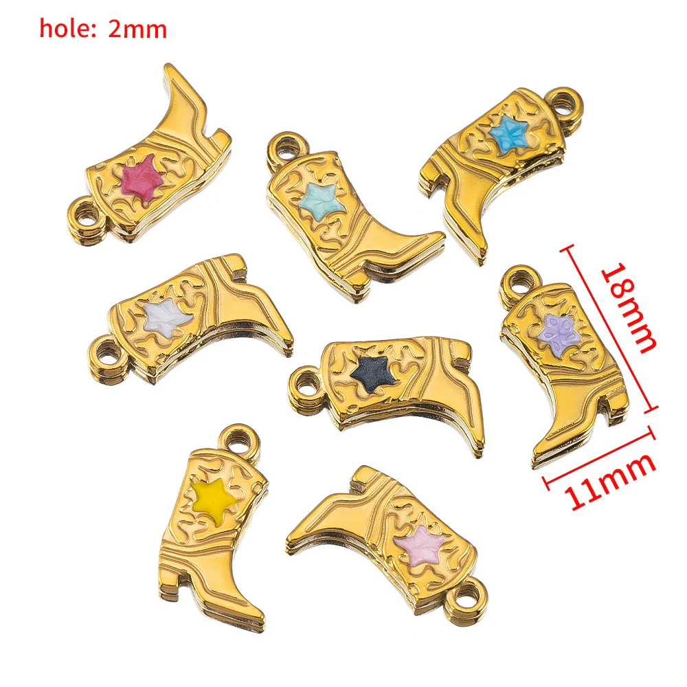 Wholesale Stainless Steel Heart And Boot Charms For Diy Bracelet And Necklace Dripping Oil Style - Image 8