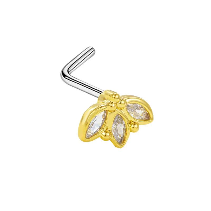 Wholesale Stainless Steel Heart Puncture Nose Ring With Diamond Design - Image 8