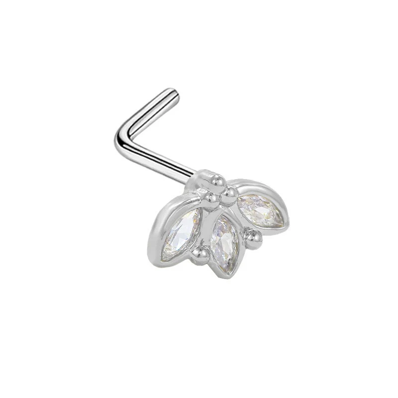 Wholesale Stainless Steel Heart Puncture Nose Ring With Diamond Design - Image 9