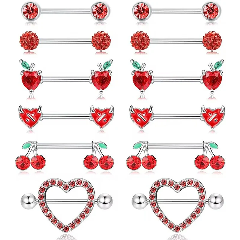 Wholesale Stainless Steel Heart Shape Diamond Set Body Piercing Jewelry Suit For Women - Image 8
