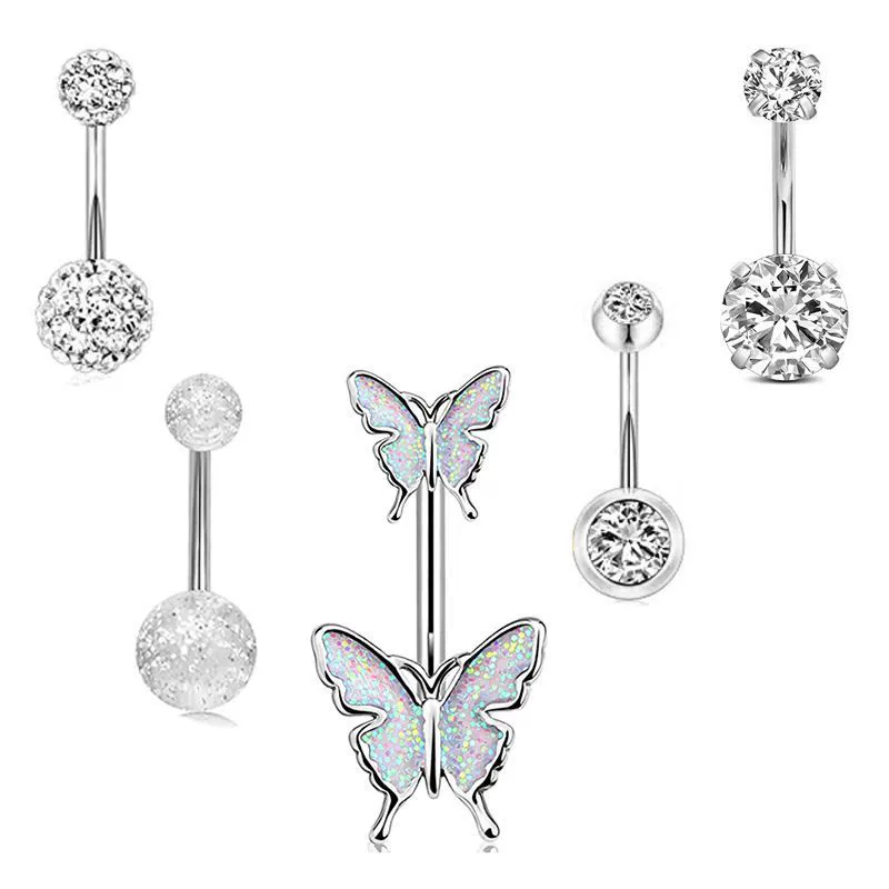 Wholesale Stainless Steel Heart Shape Electroplating Navel Ring Jewelry - Image 2