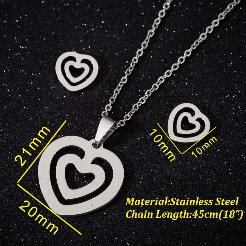 Wholesale Stainless Steel Heart Shape Light Luxury Style Jewelry Set With Electroplating Treatment Including Necklace And Earrings - Image 13