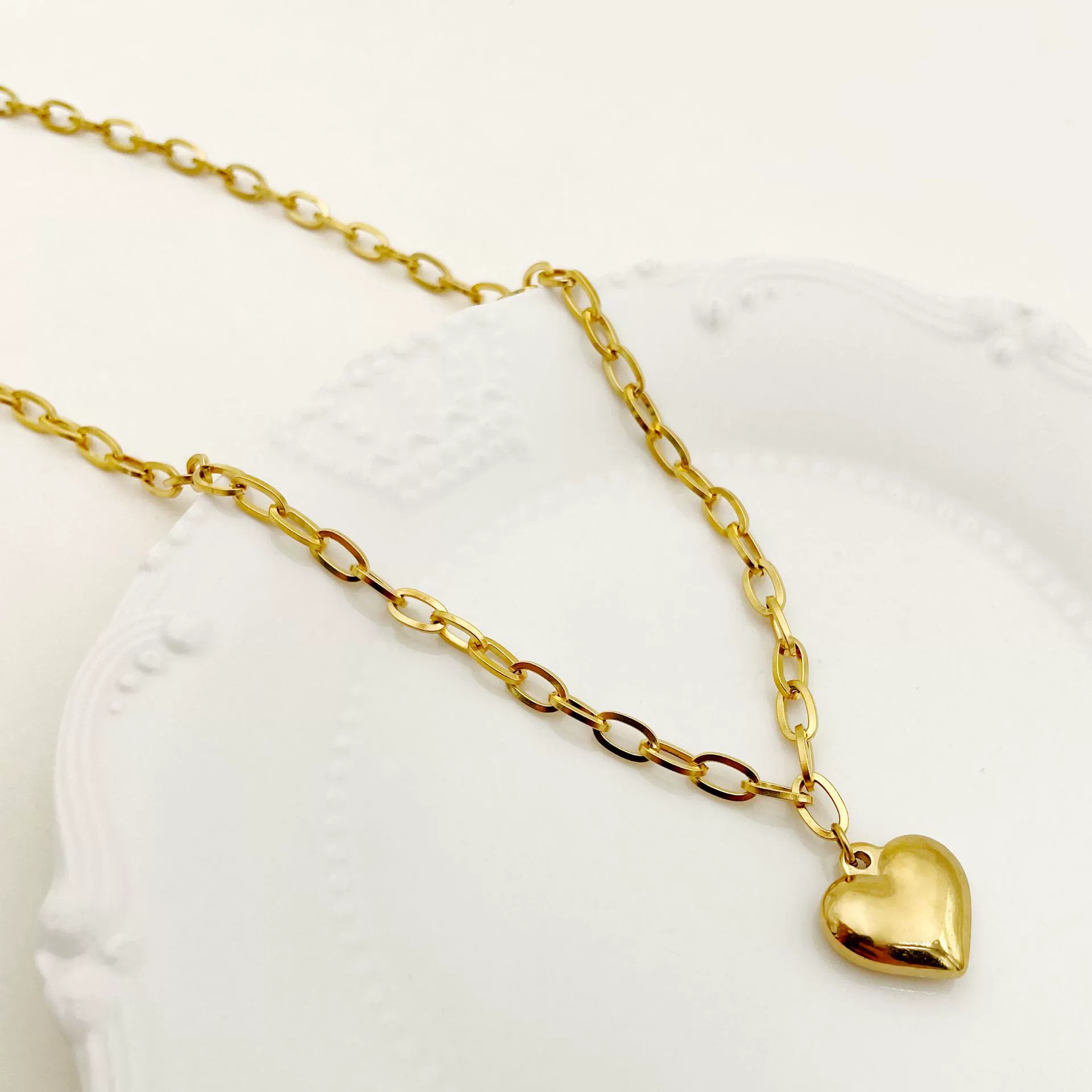 Wholesale Stainless Steel Heart Shape Stacking Style Pendant Necklace With 18K Goldplated Electroplating For Women - Image 7