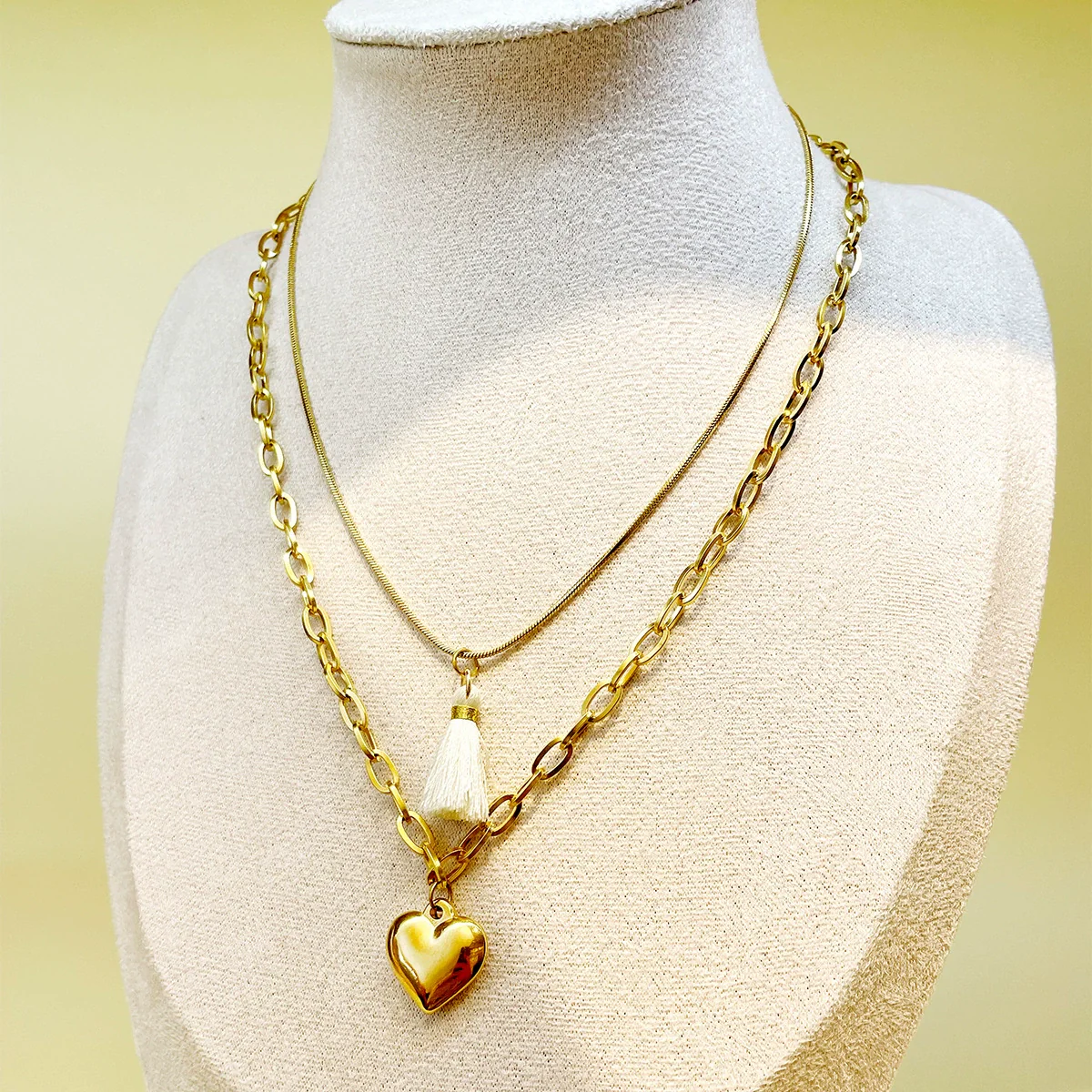 Wholesale Stainless Steel Heart Shape Stacking Style Pendant Necklace With 18K Goldplated Electroplating For Women - Image 8