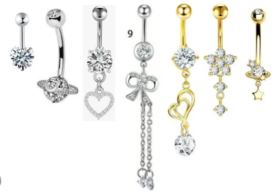 Wholesale Stainless Steel Heart Shape Zircon Inlaid Women's Navel Nail Body Piercing Jewelry - Image 10