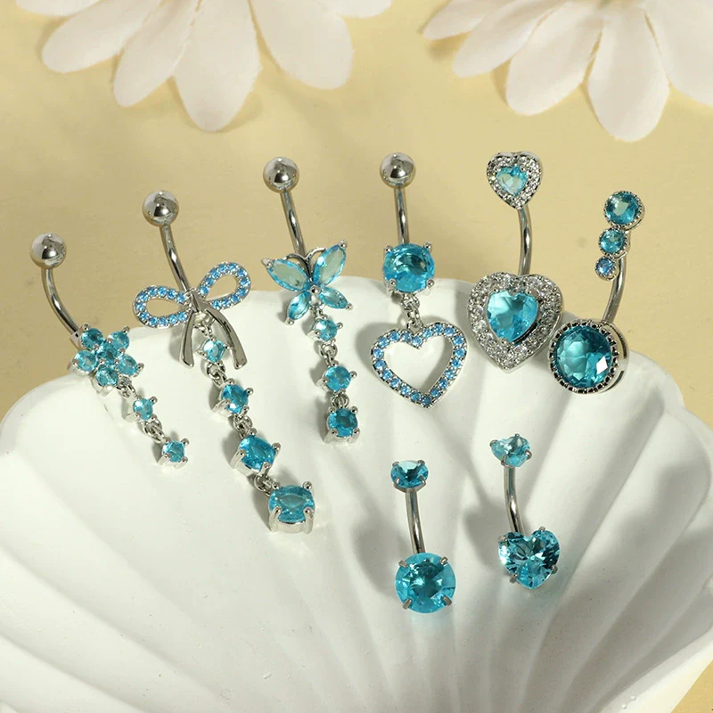 Wholesale Stainless Steel Heart Shape Zircon Inlaid Women's Navel Nail Body Piercing Jewelry - Image 4