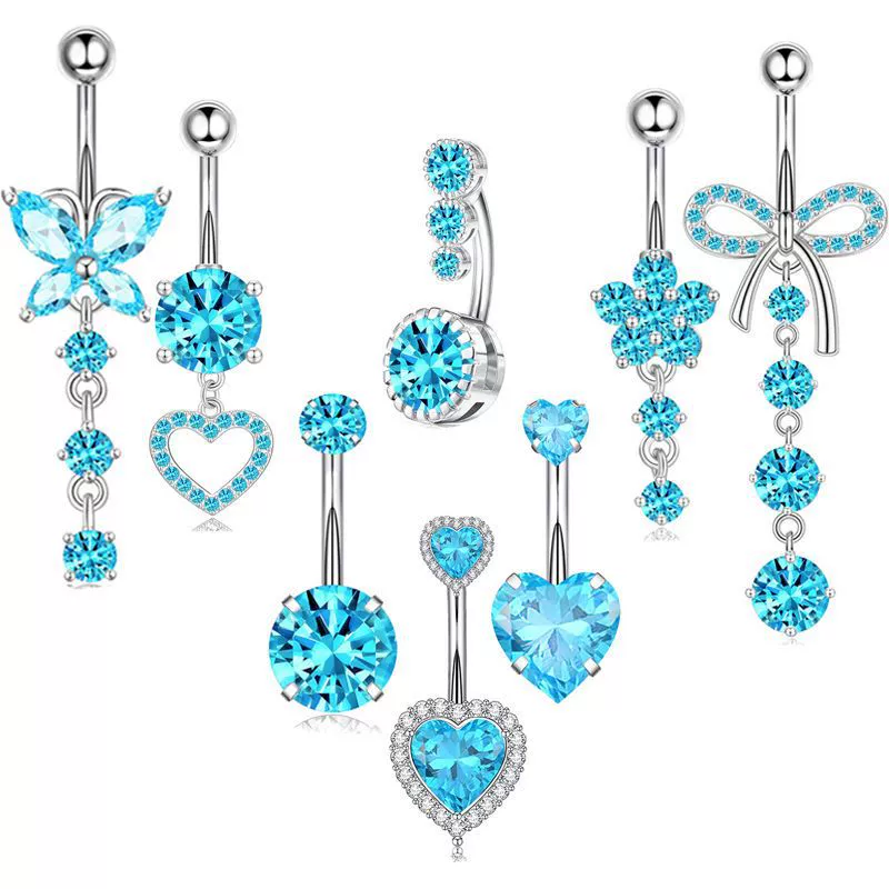 Wholesale Stainless Steel Heart Shape Zircon Inlaid Women's Navel Nail Body Piercing Jewelry - Image 9