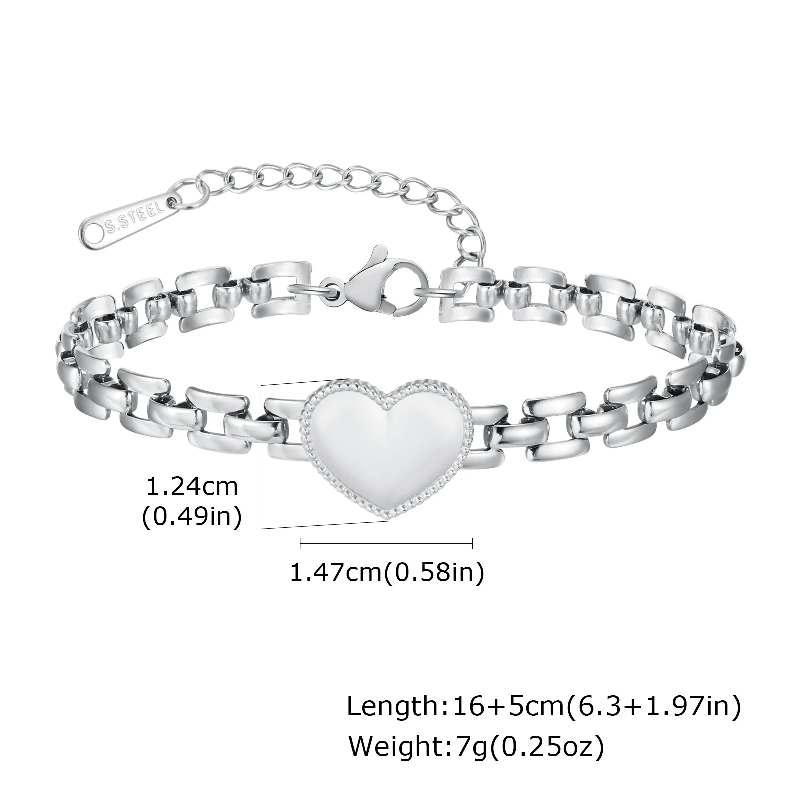 Wholesale Stainless Steel Heartshaped Fashion Women's Bracelet With Gold Electroplated Strap Chain - Image 7