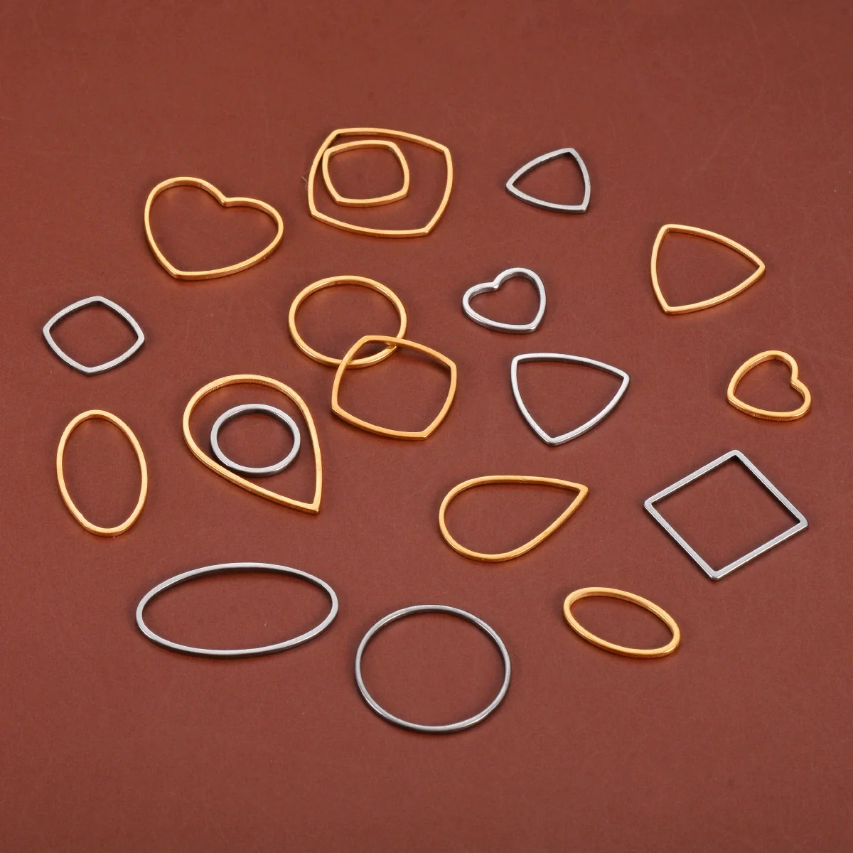 Wholesale Stainless Steel Hollow Love Triangle Round Water Drop Geometric Pattern Earrings Base Accessories With Electroplating - Image 4