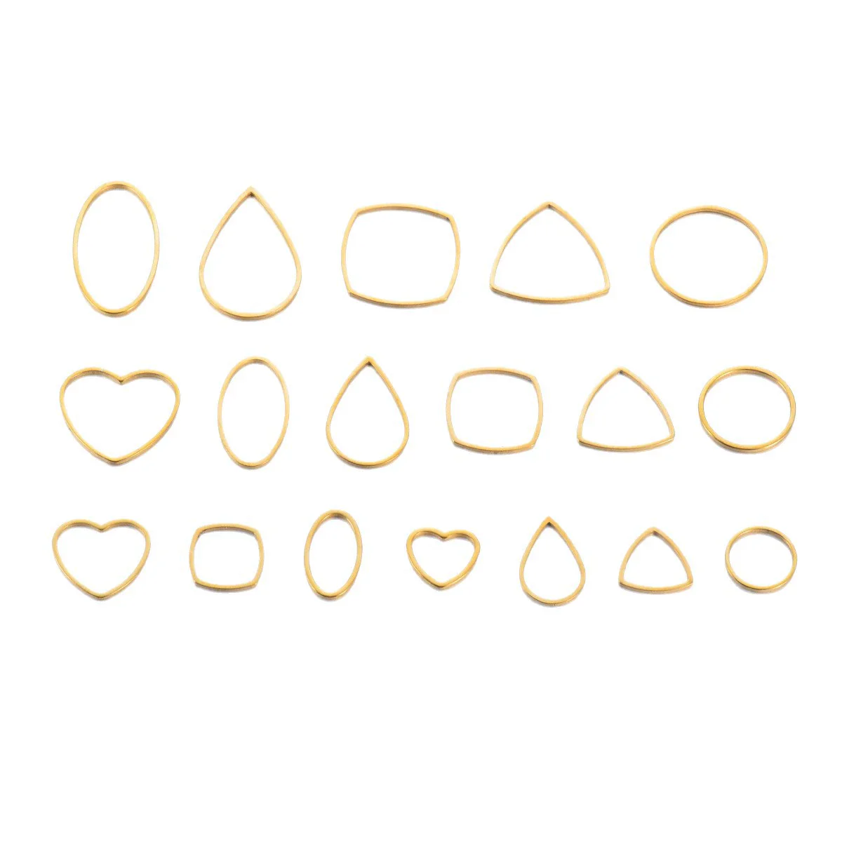 Wholesale Stainless Steel Hollow Love Triangle Round Water Drop Geometric Pattern Earrings Base Accessories With Electroplating - Image 5
