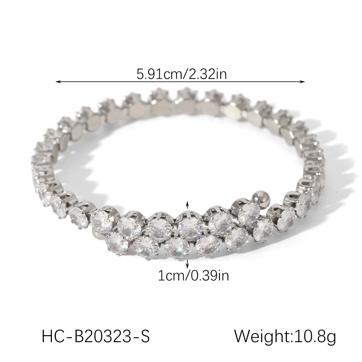 Wholesale Stainless Steel Inlaid Zircon Geometric Bracelet For Women - Image 9