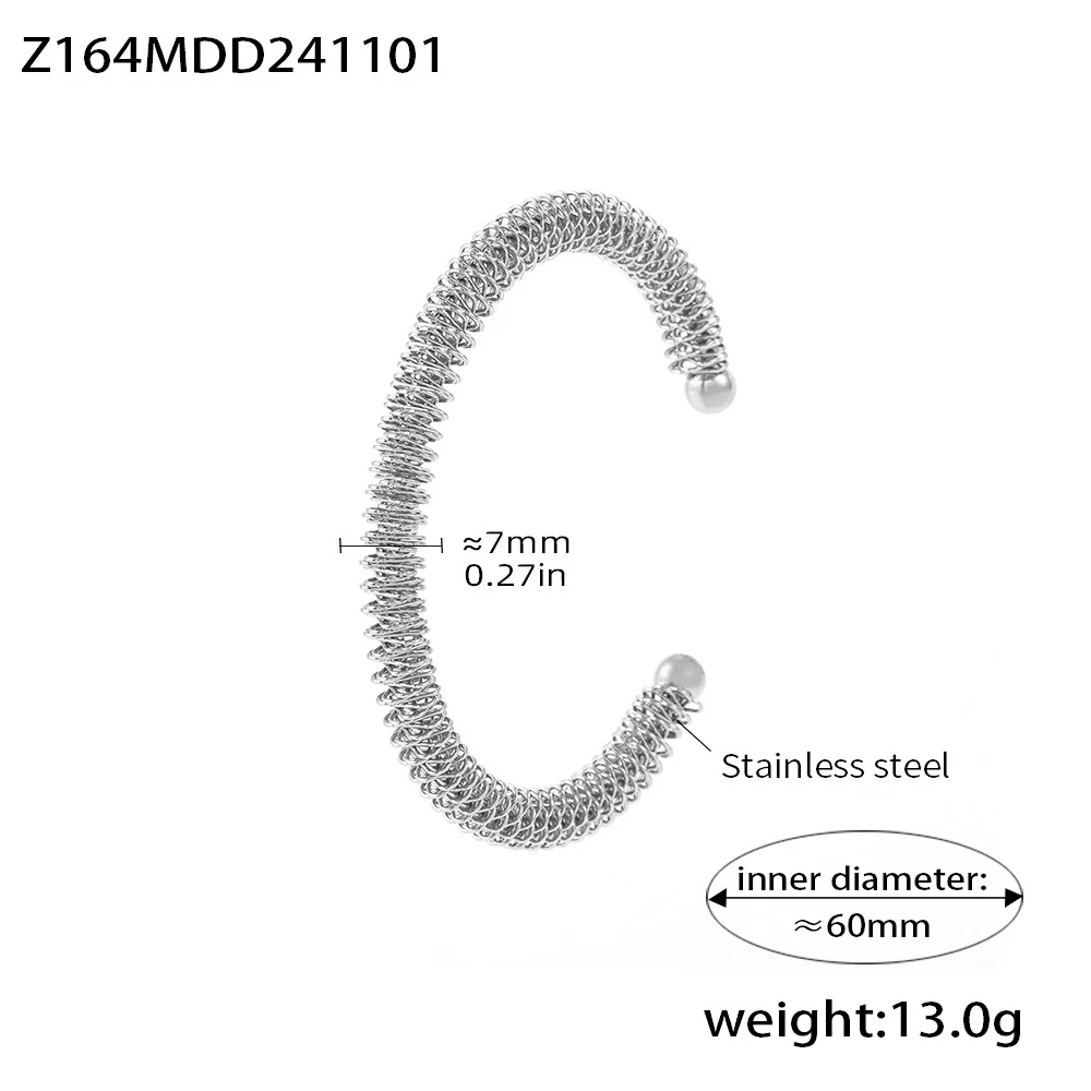 Wholesale Stainless Steel Irregular Opening Spring Wire Bracelet Pvd Plated Simple Geometric Jewelry - Image 11